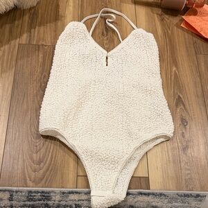 Free People Cream Textured Kids One-Piece